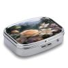 Floral Fantasy Pill Case Portable Medicine Organizer Travel Daily Pill Box Small Metal Medicine Box for Purse Pocket Pill Container Holder Two Compartments Medication Holder view 3