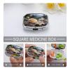 Floral Fantasy Pill Case Portable Medicine Organizer Travel Daily Pill Box Small Metal Medicine Box for Purse Pocket Pill Container Holder Two Compartments Medication Holder view 4