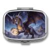 Fantasy Dragon Pill Case Portable Medicine Organizer Travel Daily Pill Box Small Metal Medicine Box for Purse Pocket Pill Container Holder Two Compartments Medication Holder view 1