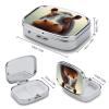 Square Hippo Pill Box Small Pill Case with 2 Compartment Portable Metal Medicine Organizer Mini Travel Medicine Vitamin Supplement Container for Pocket Purse view 2