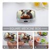 Square Hippo Pill Box Small Pill Case with 2 Compartment Portable Metal Medicine Organizer Mini Travel Medicine Vitamin Supplement Container for Pocket Purse view 3