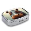 Square Hippo Pill Box Small Pill Case with 2 Compartment Portable Metal Medicine Organizer Mini Travel Medicine Vitamin Supplement Container for Pocket Purse view 4