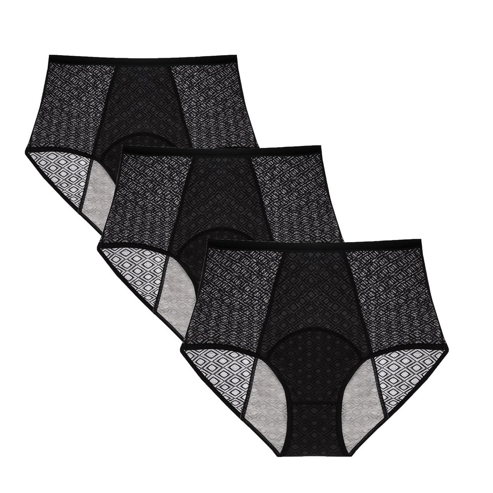 Womens pelvic floor support underwear, Pelvic Support Underwear, 3-Layer Leakproof Soft Breathable Tummy Control (3pcs-a,X-Small)