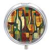 Wine Bottle Art Pill Organizer Portable Pill Box Round Pill Case Exquisite Waterproof Travel Medicine Organizer Fashion Metal Pill Container for Vitamins Medicine Box view 1