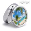 Tropical Palm Tree Hawaii Beach Round Pill Box Cute Small Fish Oil Cases Portable 3 Compartment Pill Boxes Round Pill Case with Mirror for Vitamins Medication Supplements Gift view 2