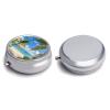 Tropical Palm Tree Hawaii Beach Round Pill Box Cute Small Fish Oil Cases Portable 3 Compartment Pill Boxes Round Pill Case with Mirror for Vitamins Medication Supplements Gift view 3
