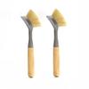 2 Pack Bamboo Handle Kitchen Dish Brushes with Built-in Scraper - Perfect for Pans, Pots, Counter & Sink Cleaning(Gray) view 1