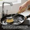 2 Pack Bamboo Handle Kitchen Dish Brushes with Built-in Scraper - Perfect for Pans, Pots, Counter & Sink Cleaning(Gray) view 3