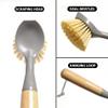 2 Pack Bamboo Handle Kitchen Dish Brushes with Built-in Scraper - Perfect for Pans, Pots, Counter & Sink Cleaning(Gray) view 4