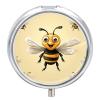 Honey Bee Round Pill Box Unique 3 Compartment Pill Case Portable Fish Oil Cases Cute Small Round Pill Boxes with Mirror for Vitamins Medication Supplements view 1