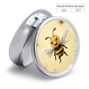 Honey Bee Round Pill Box Unique 3 Compartment Pill Case Portable Fish Oil Cases Cute Small Round Pill Boxes with Mirror for Vitamins Medication Supplements view 2