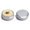 Honey Bee Round Pill Box Unique 3 Compartment Pill Case Portable Fish Oil Cases Cute Small Round Pill Boxes with Mirror for Vitamins Medication Supplements view 3