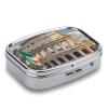 Square Roman Colosseum Italian Flag Pill Box Small Pill Case with 2 Compartment Portable Metal Medicine Organizer Mini Travel Medicine Vitamin Supplement Container for Pocket Purse view 4