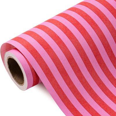 WRAPAHOLIC 30 Inch Kraft Striped Wrapping Paper Roll - 30 Inch x 33 Feet - Pink and Red Stripe Wrapping Paper for Birthday, Christmas, Valentine's Day, Mother's Day, Wedding