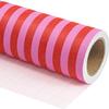 WRAPAHOLIC 30 Inch Kraft Striped Wrapping Paper Roll - 30 Inch x 33 Feet - Pink and Red Stripe Wrapping Paper for Birthday, Christmas, Valentine's Day, Mother's Day, Wedding view 2