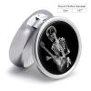 Abstract X Ray Skull Skeleton Playing Guitar Round Pill Box Unique 3 Compartment Pill Case Portable Fish Oil Cases Cute Small Round Pill Boxes with Mirror for Vitamins Medication Supplements view 2