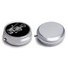 Abstract X Ray Skull Skeleton Playing Guitar Round Pill Box Unique 3 Compartment Pill Case Portable Fish Oil Cases Cute Small Round Pill Boxes with Mirror for Vitamins Medication Supplements view 3