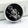 Abstract X Ray Skull Skeleton Playing Guitar Round Pill Box Unique 3 Compartment Pill Case Portable Fish Oil Cases Cute Small Round Pill Boxes with Mirror for Vitamins Medication Supplements view 4