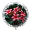 Plumeria Round Pill Box Unique 3 Compartment Pill Case Portable Fish Oil Cases Cute Small Round Pill Boxes with Mirror for Vitamins Medication Supplements view 1