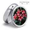 Plumeria Round Pill Box Unique 3 Compartment Pill Case Portable Fish Oil Cases Cute Small Round Pill Boxes with Mirror for Vitamins Medication Supplements view 2