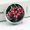 Plumeria Round Pill Box Unique 3 Compartment Pill Case Portable Fish Oil Cases Cute Small Round Pill Boxes with Mirror for Vitamins Medication Supplements view 4