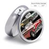 Classic Car Roadsters Old Fashioned Round Pill Box Unique 3 Compartment Pill Case Portable Fish Oil Cases Cute Small Round Pill Boxes with Mirror for Vitamins Medication Supplements view 2