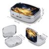 Golden Retro Fantasy Starry Moon Butterfly Pill Case Portable Medicine Organizer Travel Daily Pill Box Small Metal Medicine Box for Purse Pocket Pill Container Holder Two Compartments Medication Holde view 2
