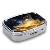 Golden Retro Fantasy Starry Moon Butterfly Pill Case Portable Medicine Organizer Travel Daily Pill Box Small Metal Medicine Box for Purse Pocket Pill Container Holder Two Compartments Medication Holde view 3