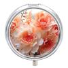 Peach Peony Round Pill Box Unique 3 Compartment Pill Case Portable Fish Oil Cases Cute Small Round Pill Boxes with Mirror for Vitamins Medication Supplements view 1