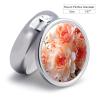 Peach Peony Round Pill Box Unique 3 Compartment Pill Case Portable Fish Oil Cases Cute Small Round Pill Boxes with Mirror for Vitamins Medication Supplements view 2