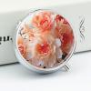 Peach Peony Round Pill Box Unique 3 Compartment Pill Case Portable Fish Oil Cases Cute Small Round Pill Boxes with Mirror for Vitamins Medication Supplements view 4