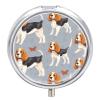 Beagle Patterns Round Pill Box Unique 3 Compartment Pill Case Portable Fish Oil Cases Cute Small Round Pill Boxes with Mirror for Vitamins Medication Supplements view 1