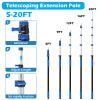 25FT Reach High Ceiling Duster Kits with 5-20FT Adjustable Pole - Includes Extra Long Duster, High Ceiling Duster, Rotatable Window Squeegee & Cobweb Duster for Ceiling Fans and Whole House Cleaning view 3