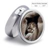 Cat Under Blanket Round Pill Box Unique 3 Compartment Pill Case Portable Fish Oil Cases Cute Small Round Pill Boxes with Mirror for Vitamins Medication Supplements view 2