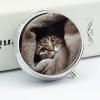 Cat Under Blanket Round Pill Box Unique 3 Compartment Pill Case Portable Fish Oil Cases Cute Small Round Pill Boxes with Mirror for Vitamins Medication Supplements view 4