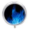 Blue Flame Round Pill Box Cute Small Fish Oil Cases Portable 3 Compartment Pill Boxes Round Pill Case with Mirror for Vitamins Medication Supplements Gift view 1