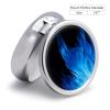 Blue Flame Round Pill Box Cute Small Fish Oil Cases Portable 3 Compartment Pill Boxes Round Pill Case with Mirror for Vitamins Medication Supplements Gift view 2