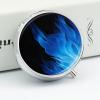 Blue Flame Round Pill Box Cute Small Fish Oil Cases Portable 3 Compartment Pill Boxes Round Pill Case with Mirror for Vitamins Medication Supplements Gift view 4