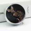 Bengal Cat Round Pill Box Unique 3 Compartment Pill Case Portable Fish Oil Cases Cute Small Round Pill Boxes with Mirror for Vitamins Medication Supplements view 4