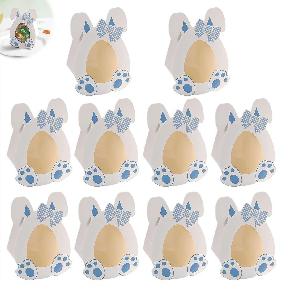 10 Pack DIY Easter Candy Cards for Kids, Upgraded Strong Adhesive Treat Holders for Classroom Exchange, Easter Themed School Party Prizes with Secure Clear Domes for Jelly Beans,No Candy (Blue)