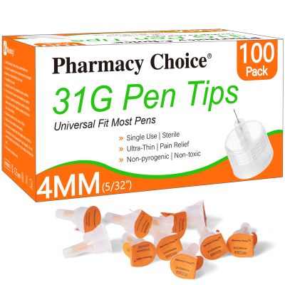 Pen Tips 31G x 4mm(5/32") Universal Fit, SterileUltra-Thin Wall Technology. Comfortable and Precise100 Count