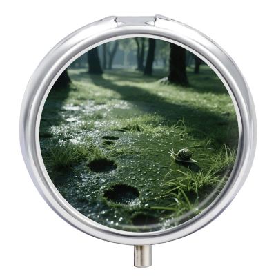 Grassland Snail Pill Box Round Small Pill Case Compact Travel Pills Container Daily Mini Pills Organizer Portable Mini Medicine Storage for Storing Vitamins Supplements