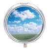 White Clouds Sky Round Pill Box Unique 3 Compartment Pill Case Portable Fish Oil Cases Cute Small Round Pill Boxes with Mirror for Vitamins Medication Supplements view 1