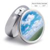 White Clouds Sky Round Pill Box Unique 3 Compartment Pill Case Portable Fish Oil Cases Cute Small Round Pill Boxes with Mirror for Vitamins Medication Supplements view 2