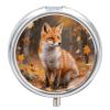 Sly Fox Pill Box Round Small Pill Case Compact Travel Pills Container Daily Mini Pills Organizer Portable Mini Medicine Storage for Storing Vitamins Supplements view 1