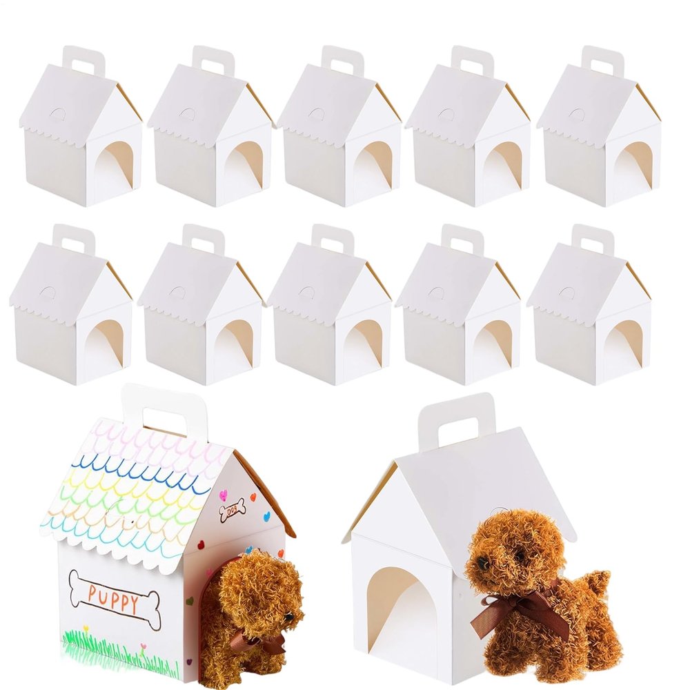 Adopt A Puppy Party Favors, 12pcs DIY White House Gift Box To Paint, Pet Adoption Party Supplies