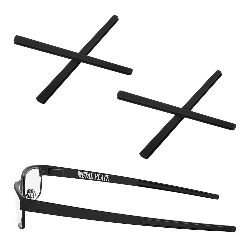 TenDye 2 Pairs Replacement Earsocks Temple Sleeve for Oakley Metal Plate OX5038/Carbon Plate OX5079 Eyeglasses Frame, Black Rubber Ear Sleeves