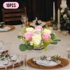 Candle Wreaths, 10pcs 8.27x3.15in Floral Candle Wreath Rings, Artificial Candle Floral Rings for Spring Banquet Table Centerpieces Home Wedding Party, Hanging Ring (Pink,Cream,Green) view 3