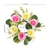 Candle Wreaths, 10pcs 8.27x3.15in Floral Candle Wreath Rings, Artificial Candle Floral Rings for Spring Banquet Table Centerpieces Home Wedding Party, Hanging Ring (Pink,Cream,Green) view 4