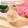 Ziliny 25 Sets Clear Plastic Cups with Heart Shaped Straws and Lids, Disposable Iced Coffee Cups Drinking PET for Cold Drinks, Valentine's Galentine's Day Bridal Baby Showers Party (16 oz,Transparent) view 2
